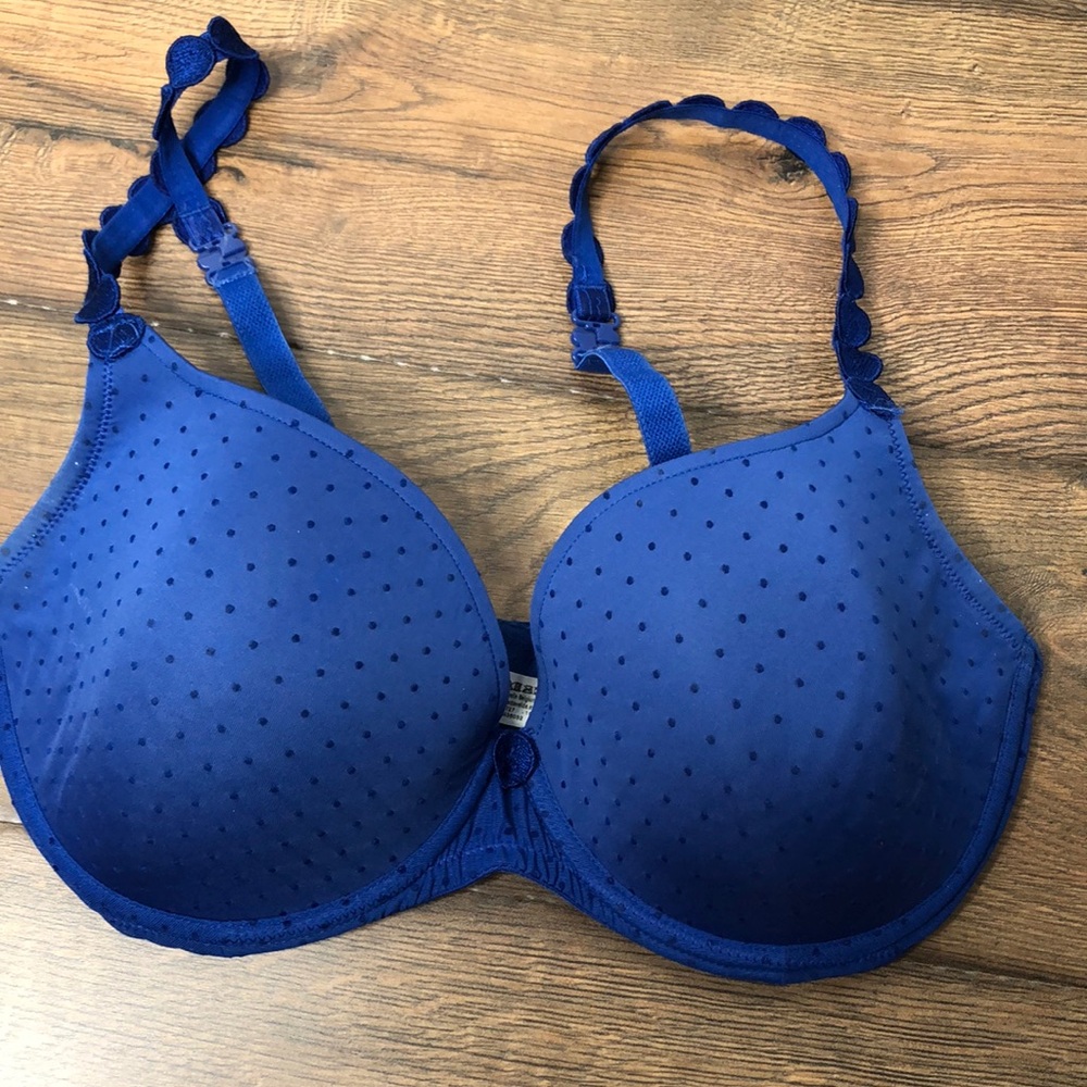 Blue Polka Dot L’Aventure “Marie Jo” Bra, size 32 F